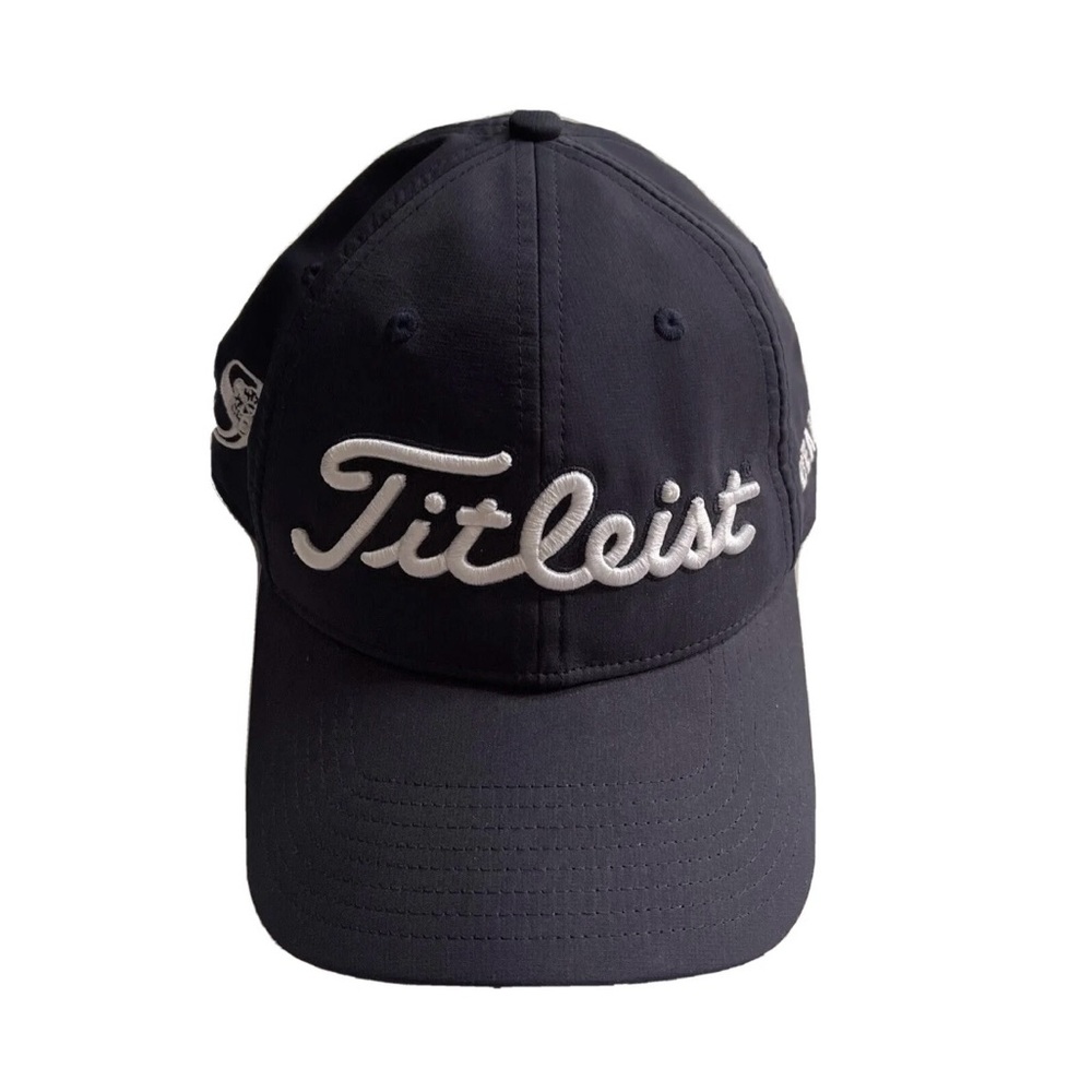 Titleist Mens Golf Hat Black Mesh Back Stretch Fit Cap Pro V1 FJ Logo M/L